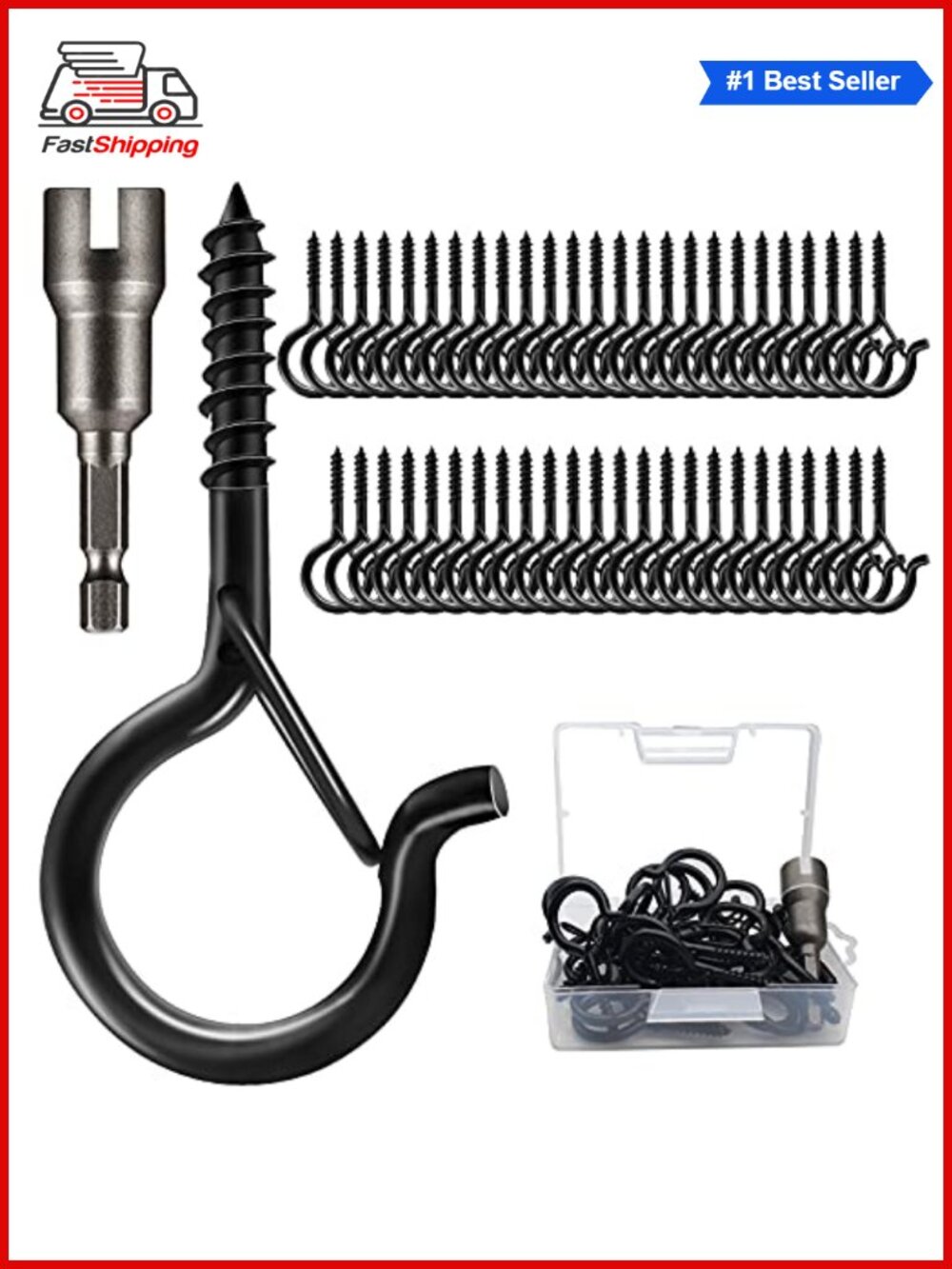 🎅 50 PCS Screw Hooks Safety Buckle Christmas Light Hanger Outdoor String Lights